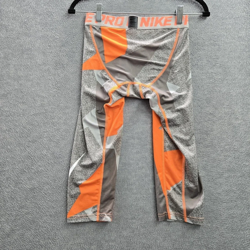 Nike Boy Activewear Pants L Gray Geometric Legging Dri-Fit Logo‎ 16